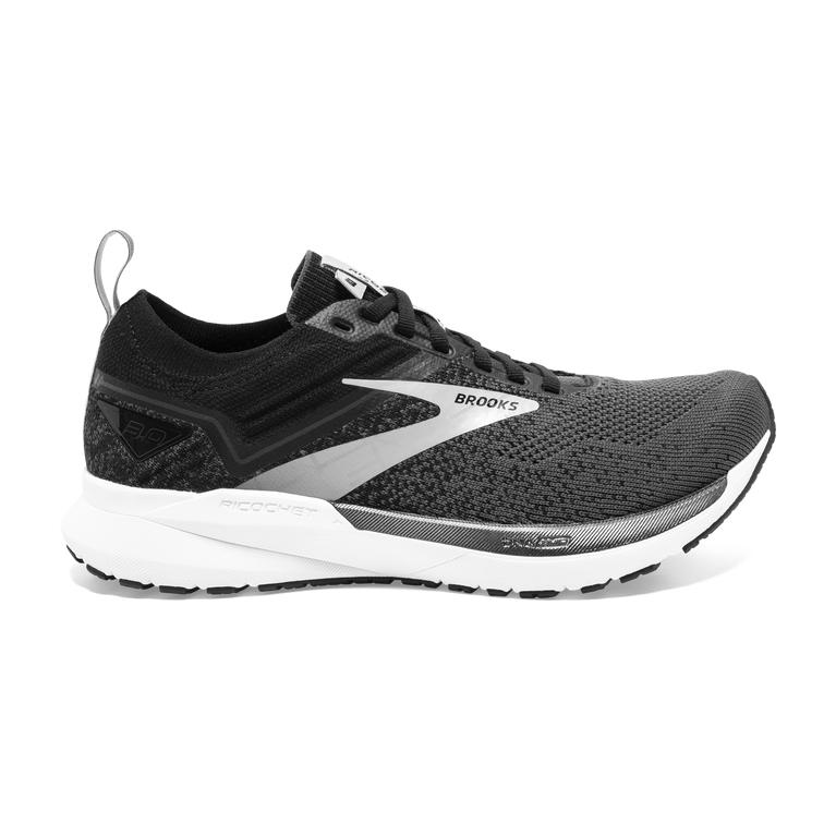 Brooks Ricochet 3 Lightweight Road Running Shoes - Men's - Black/Blackened Pearl/White (70314-JDHM)